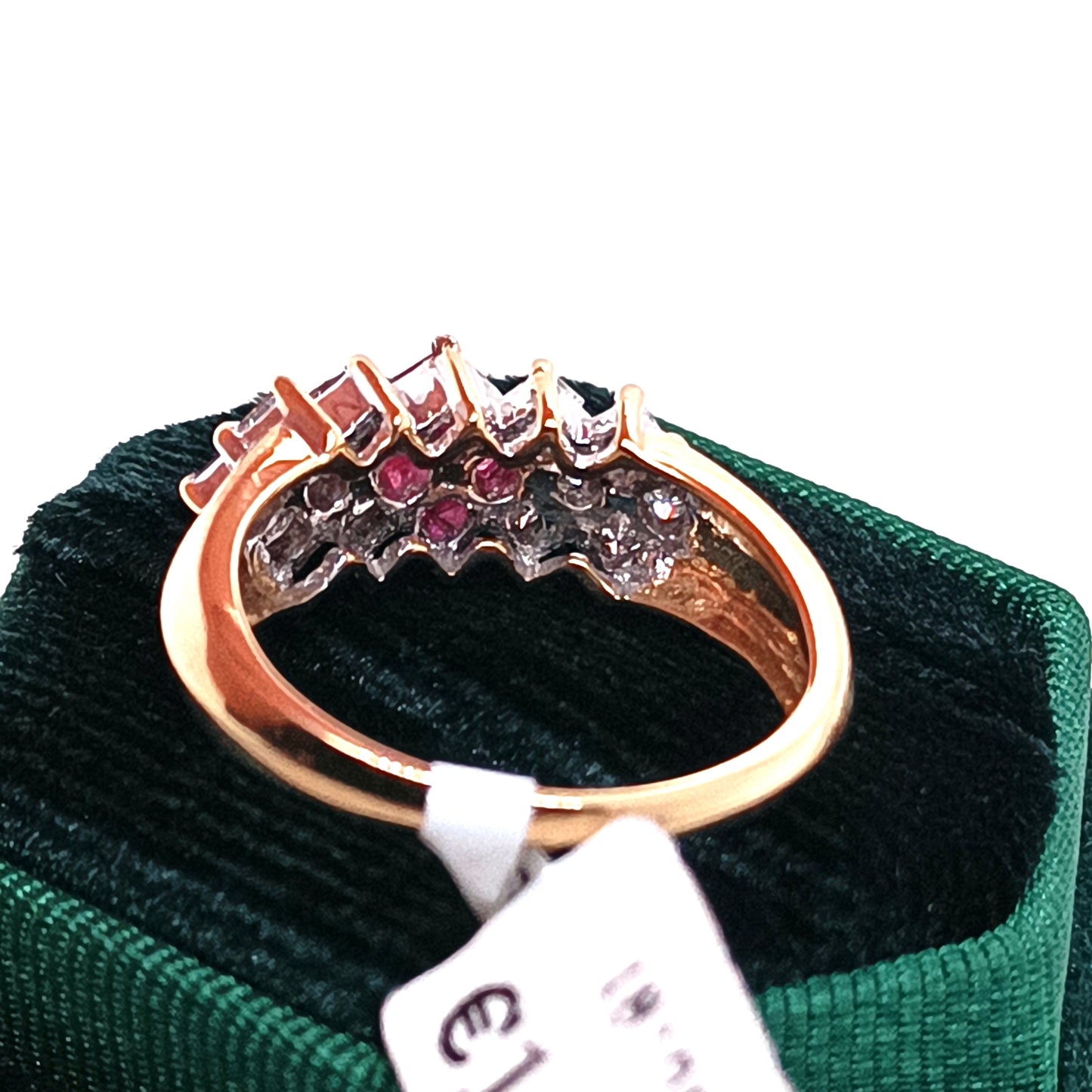 Red Ruby and Diamond Ring 18k Yellow Gold