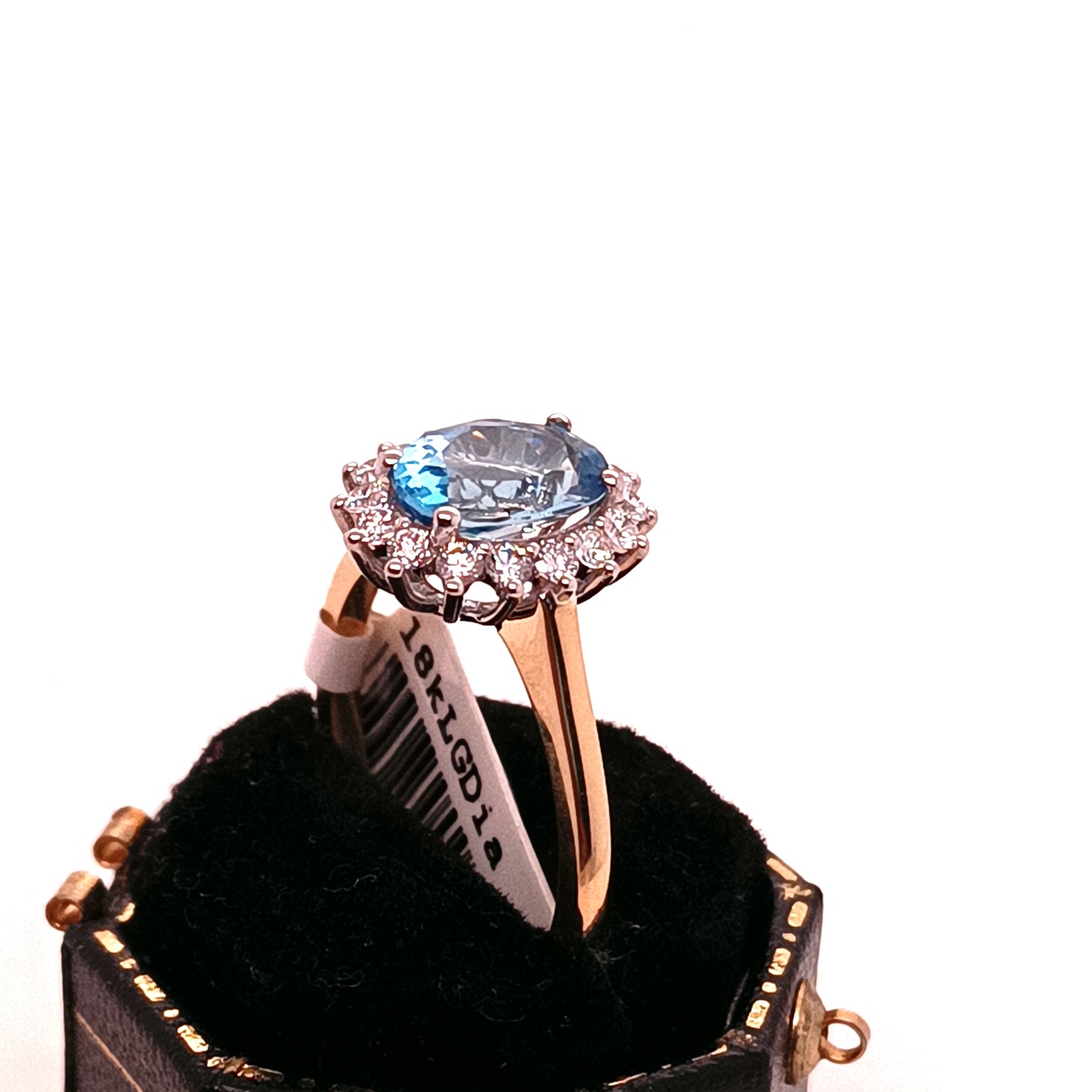 Blue Topaz & Diamond Ring 18k Yellow Gold