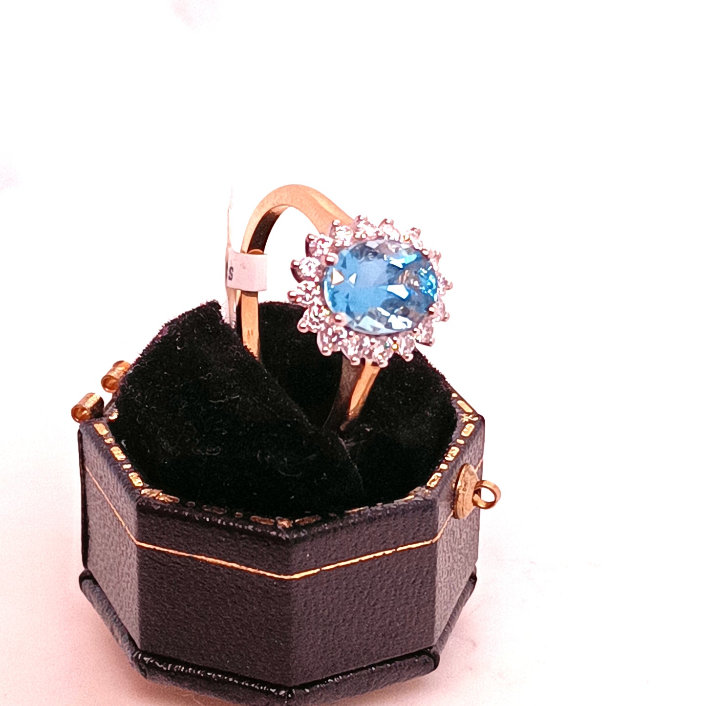 Blue Topaz & Diamond Ring 18k Yellow Gold
