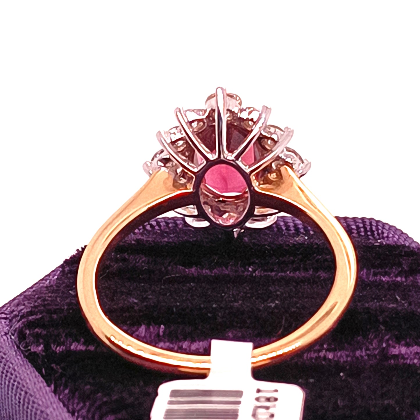 Pink Tourmaline & Diamond Ring 18k Yellow Gold