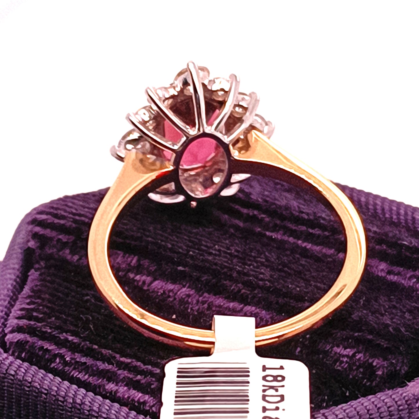 Pink Tourmaline & Diamond Ring 18k Yellow Gold