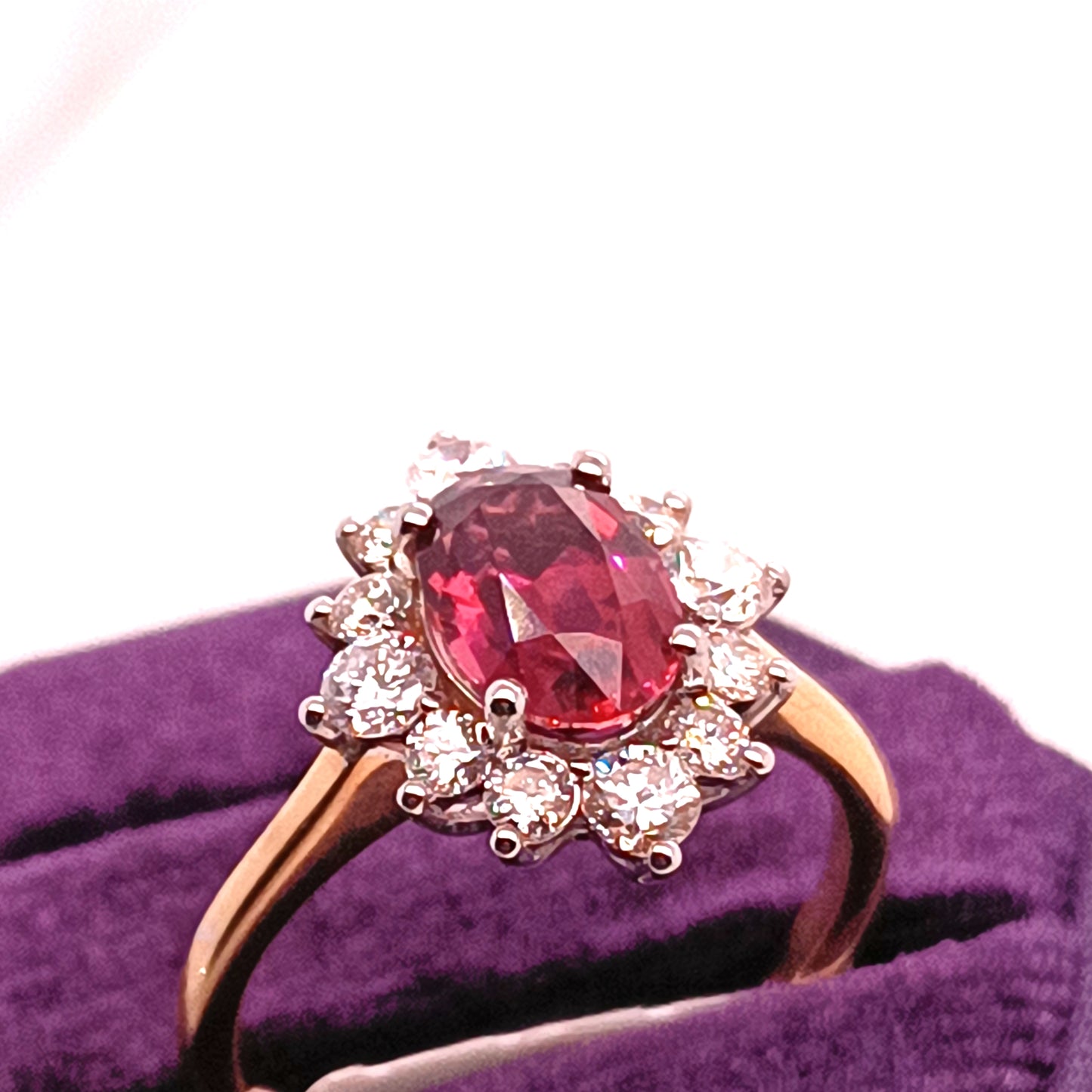 Pink Tourmaline & Diamond Ring 18k Yellow Gold
