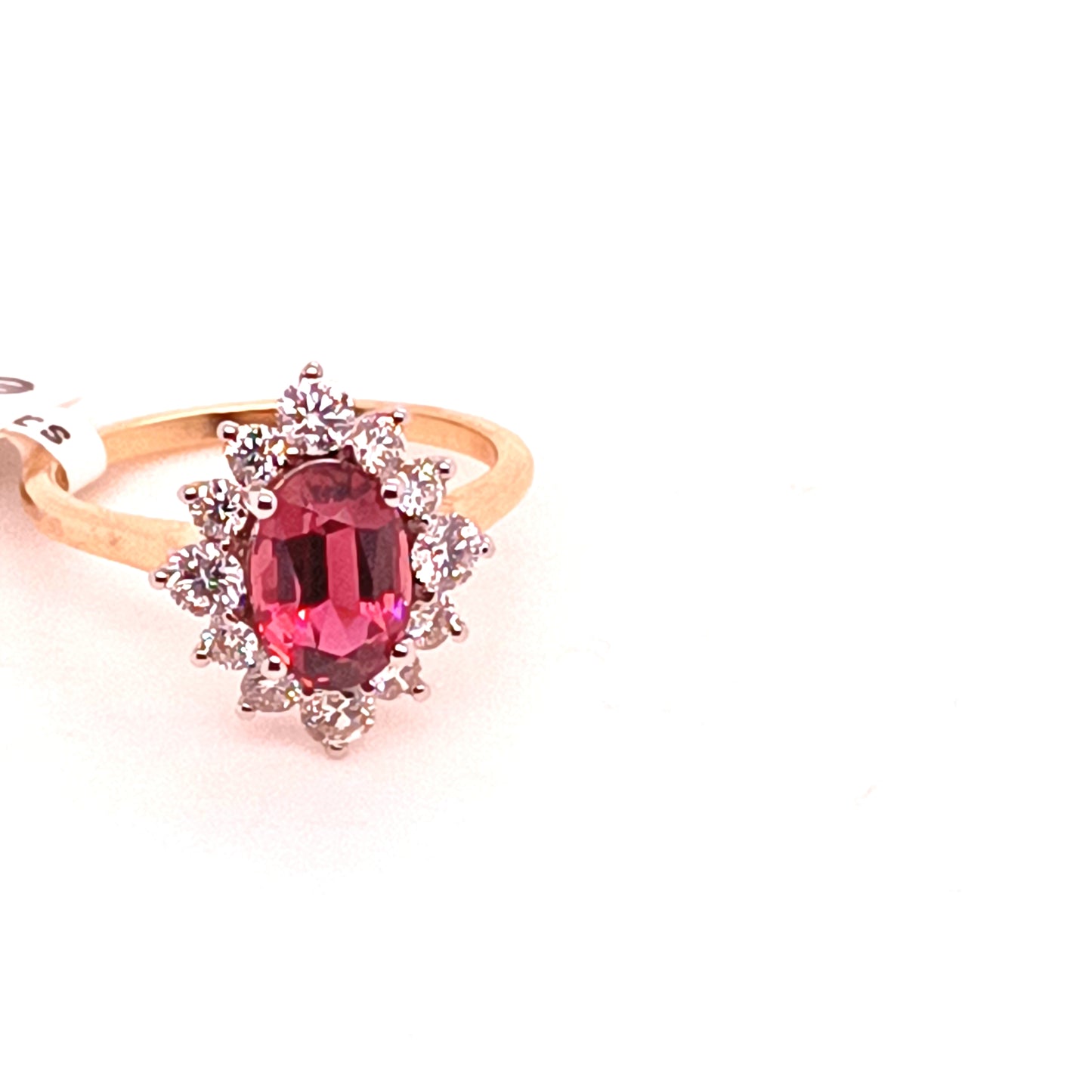 Pink Tourmaline & Diamond Ring 18k Yellow Gold