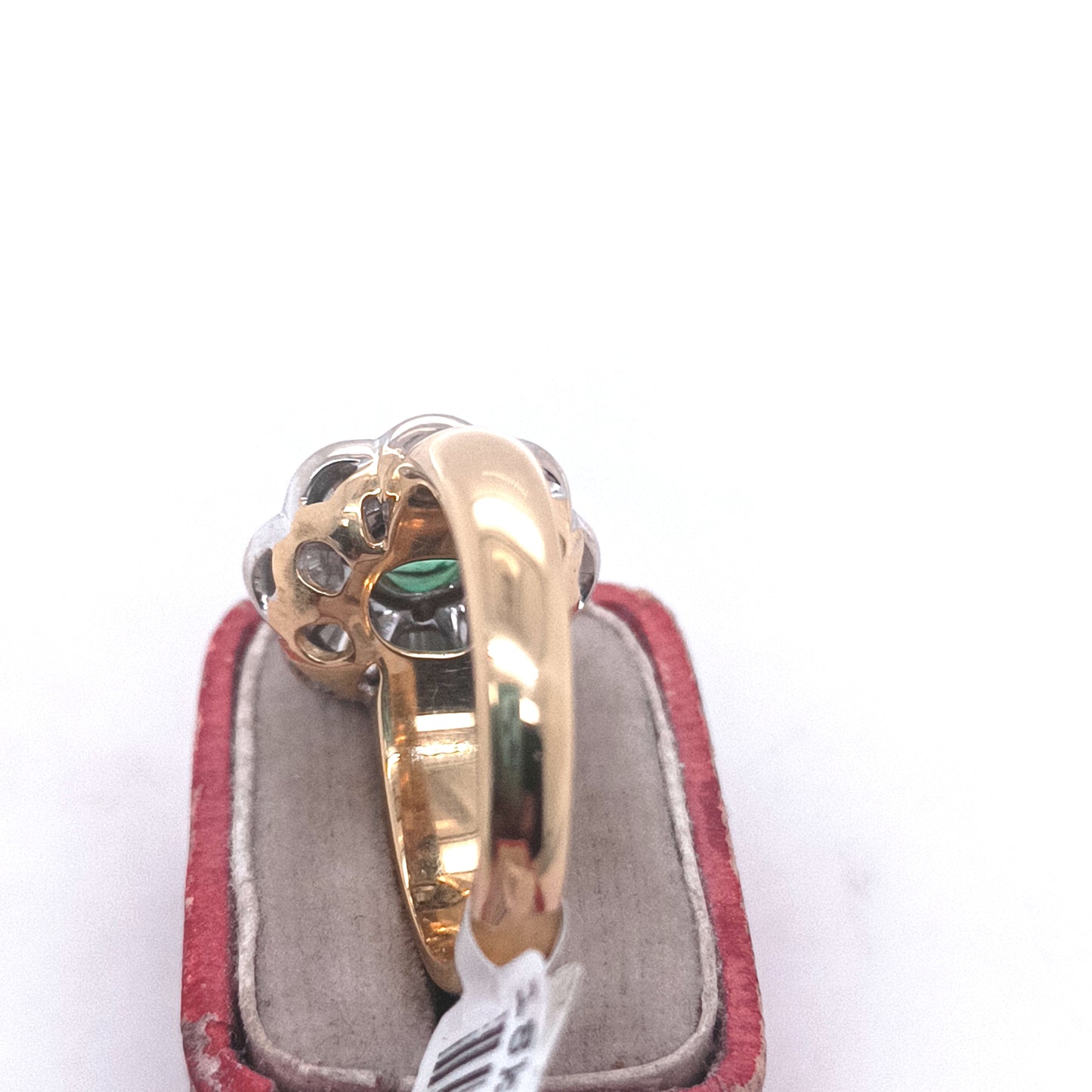 Vintage Italian 18k Yellow Gold Ring, Emerald & Diamond