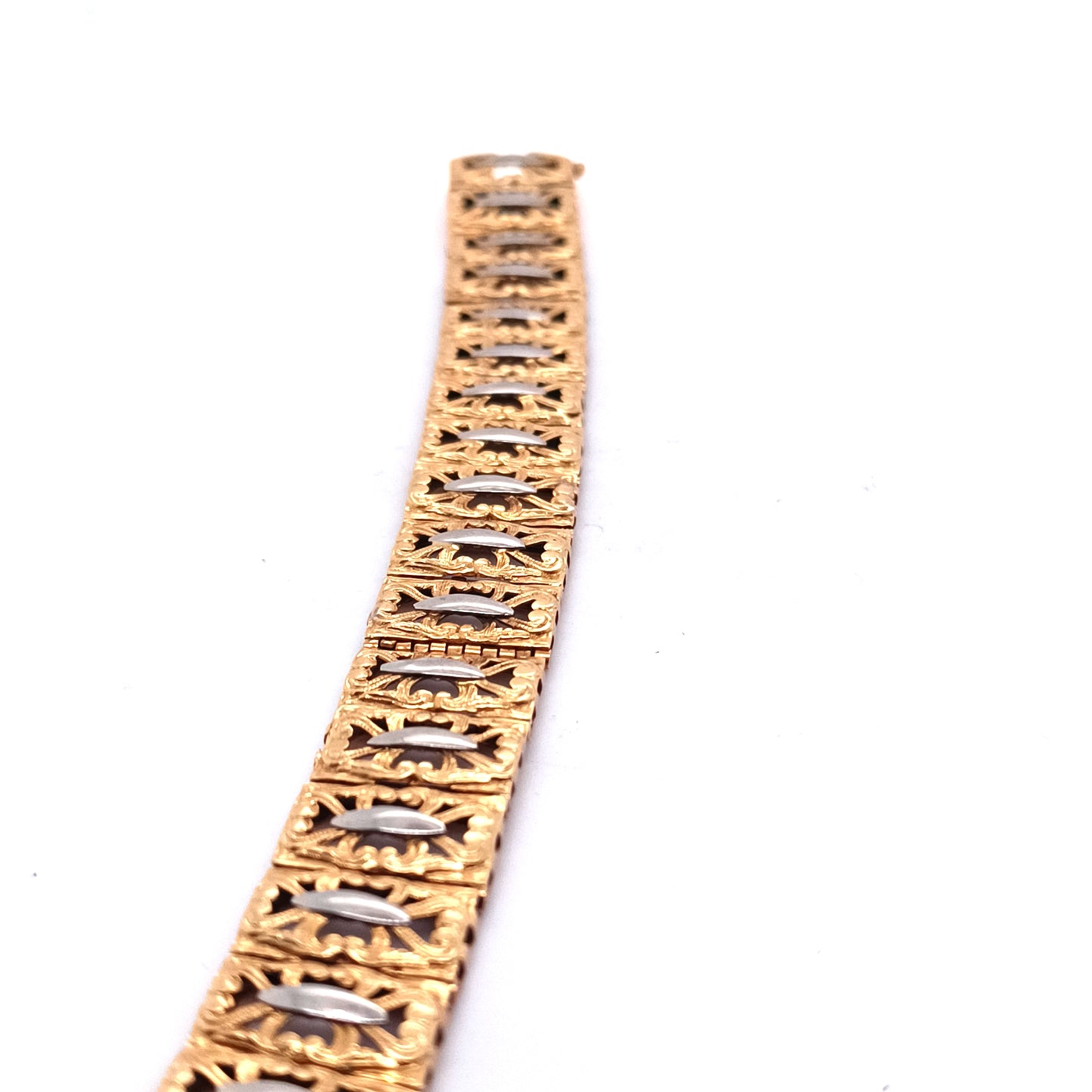 18k Gold Panel Link Bracelet, Vintage Italian Brevetatto