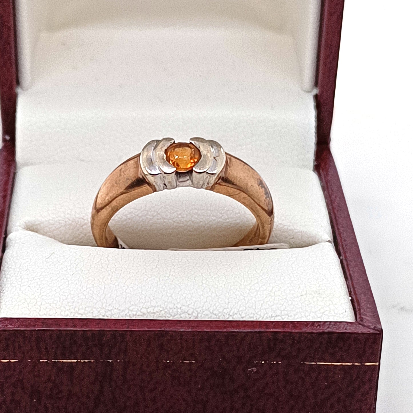 Vintage 9kYellow Gold Ring With Orange Stone