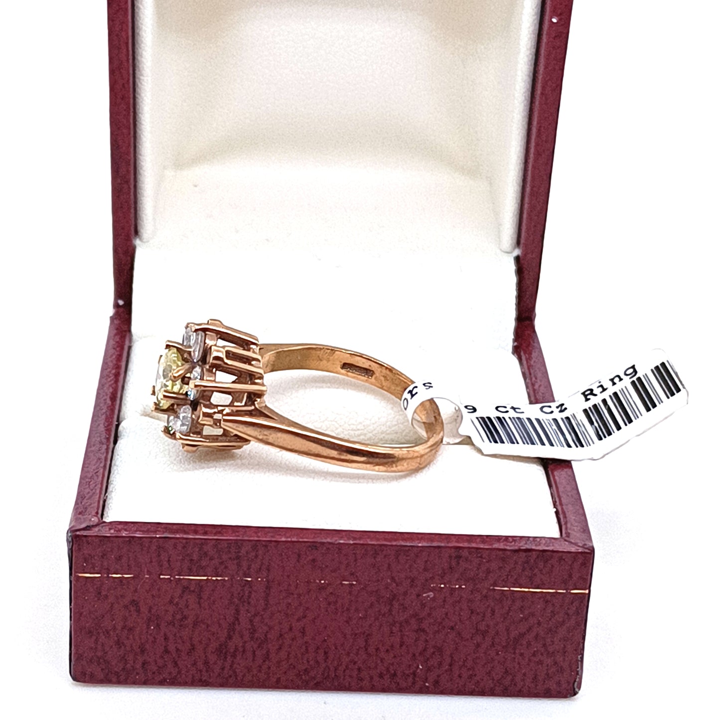 Vintage Daisy Ring, 9k Yellow Gold, Zirconias & Yellow Stone