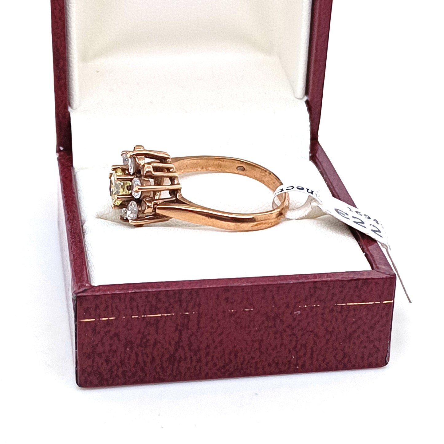 Vintage Daisy Ring, 9k Yellow Gold, Zirconias & Yellow Stone