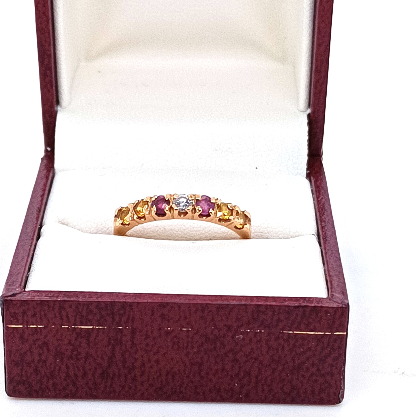 Diamond, Ruby, Citrine Eternity Ring, 18k Yellow Gold