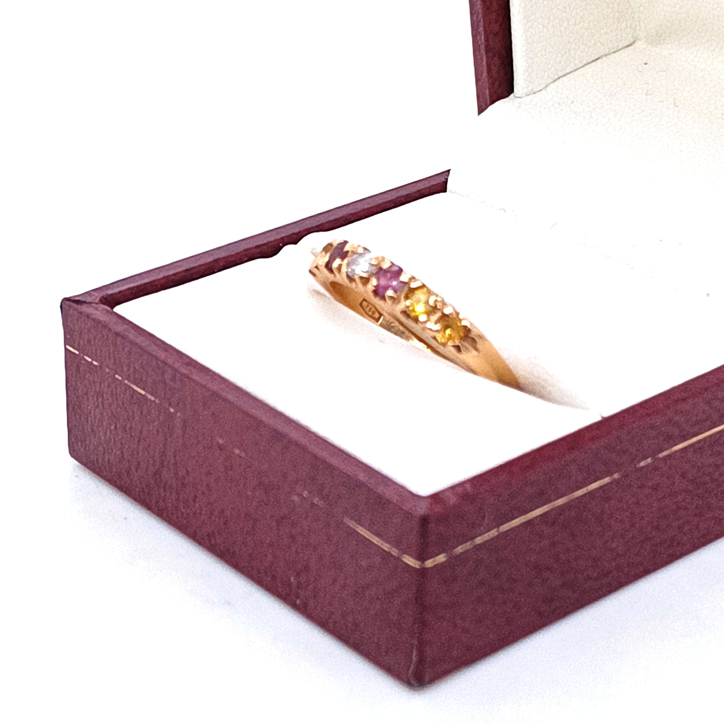 Diamond, Ruby, Citrine Eternity Ring, 18k Yellow Gold