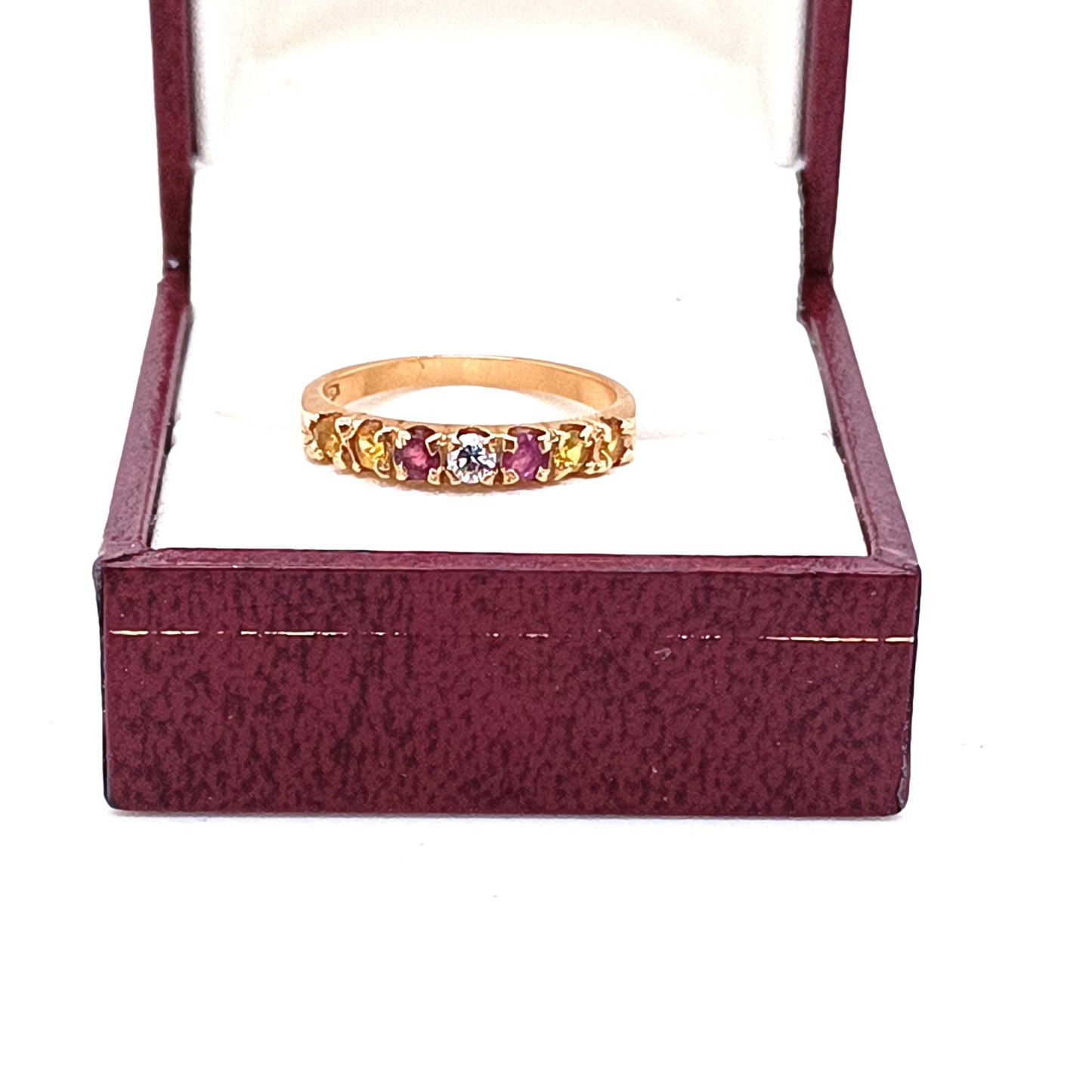Diamond, Ruby, Citrine Eternity Ring, 18k Yellow Gold