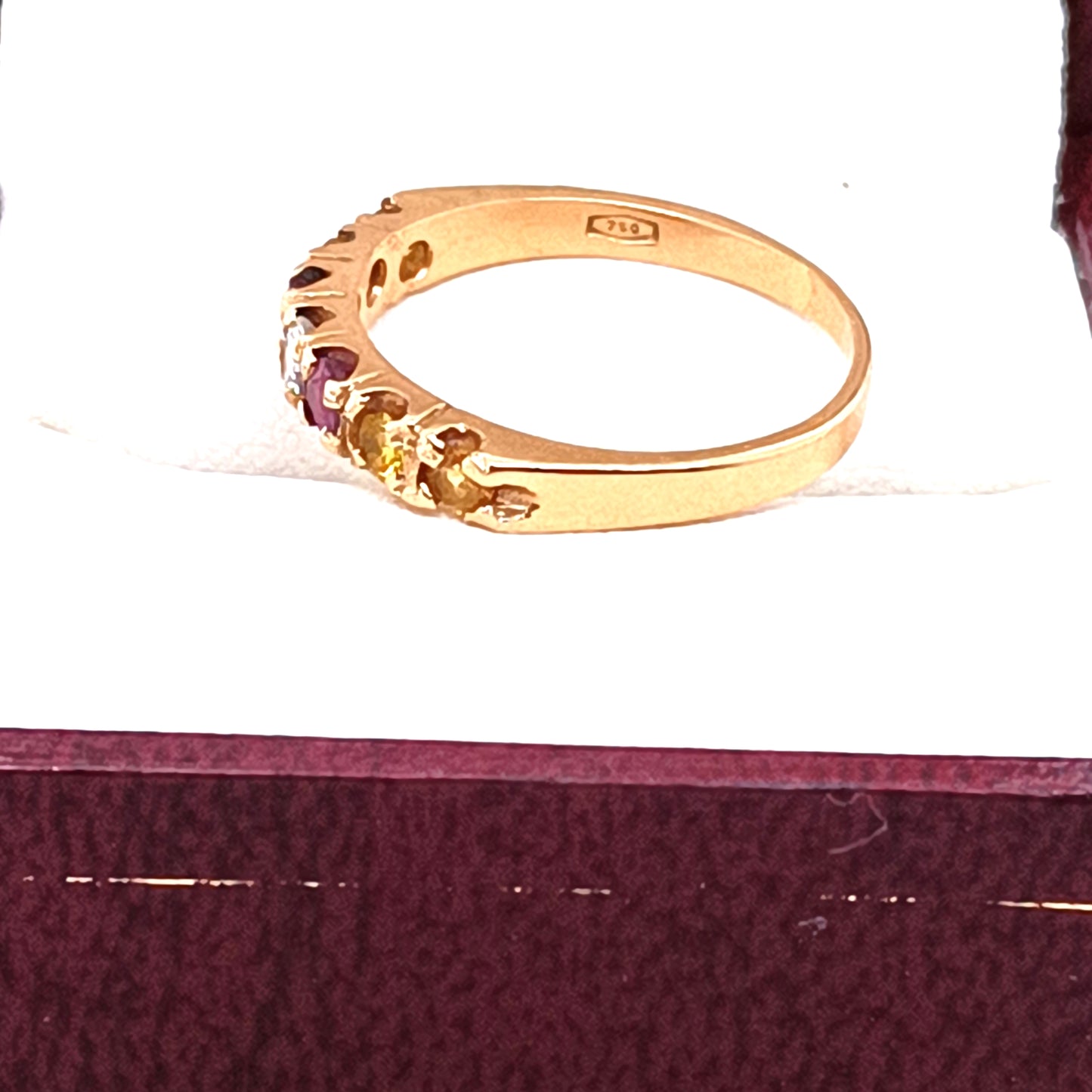Diamond, Ruby, Citrine Eternity Ring, 18k Yellow Gold