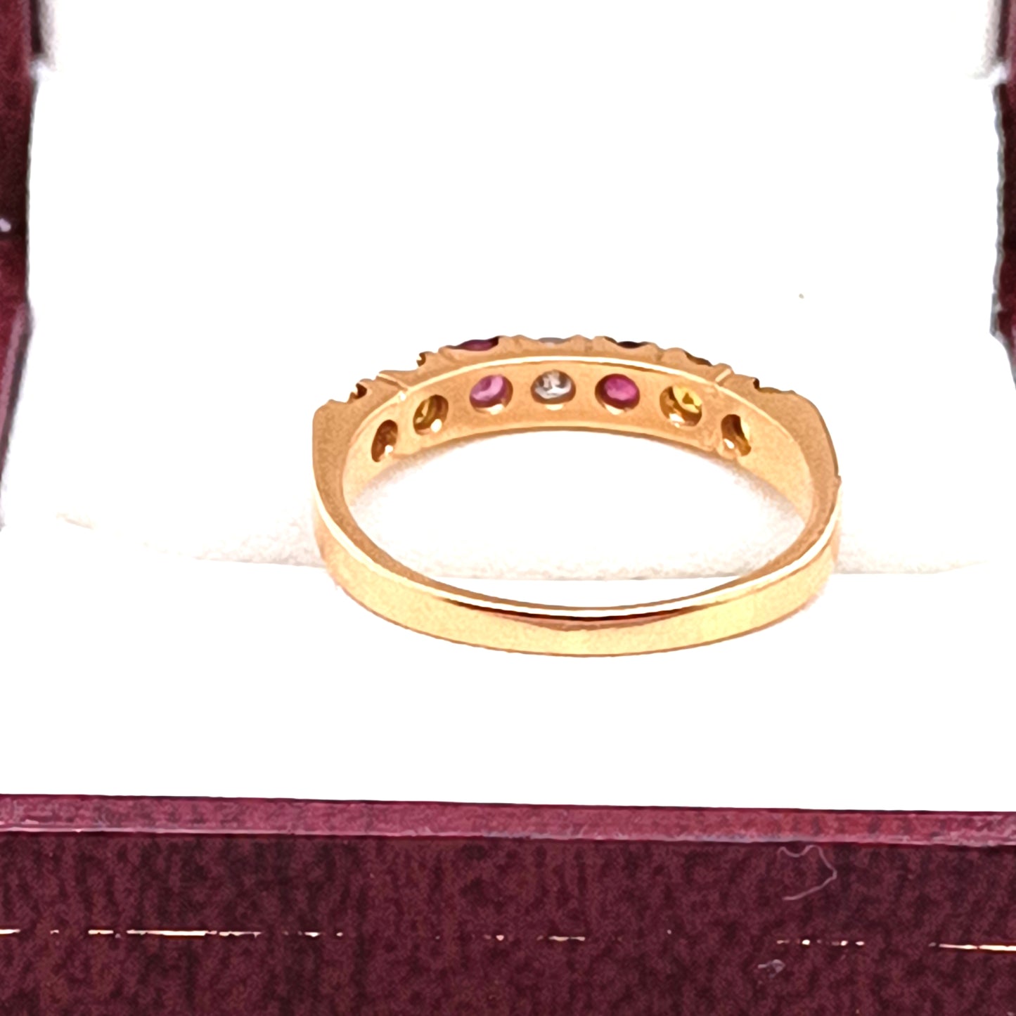 Diamond, Ruby, Citrine Eternity Ring, 18k Yellow Gold
