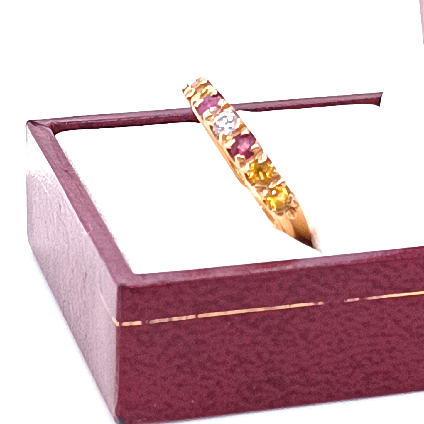 Diamond, Ruby, Citrine Eternity Ring, 18k Yellow Gold