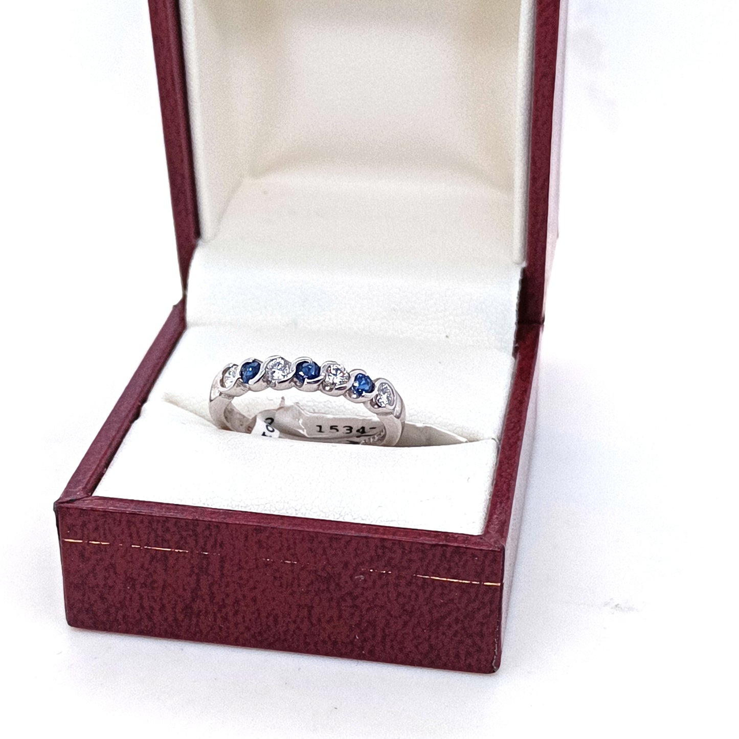 Blue Sapphire & Diamond Eternity Ring, 18k White Gold