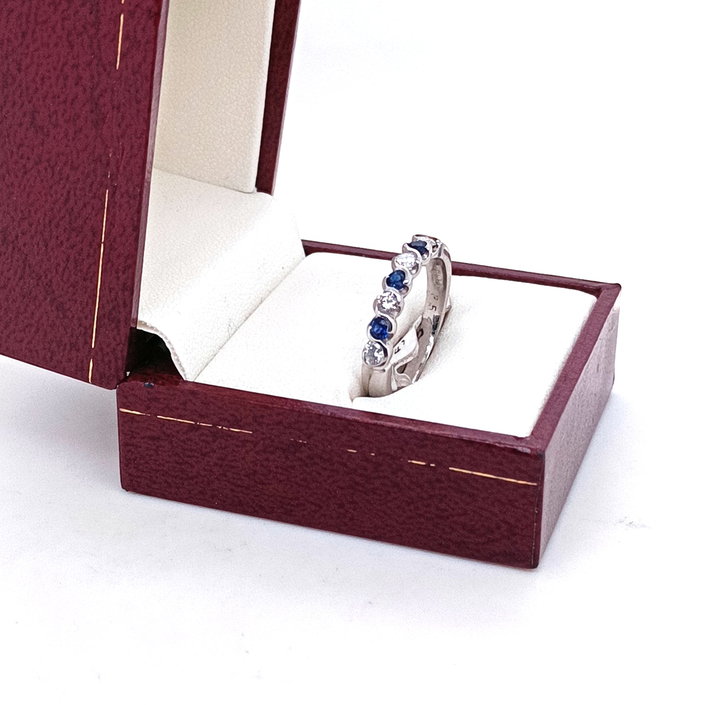 Blue Sapphire & Diamond Eternity Ring, 18k White Gold