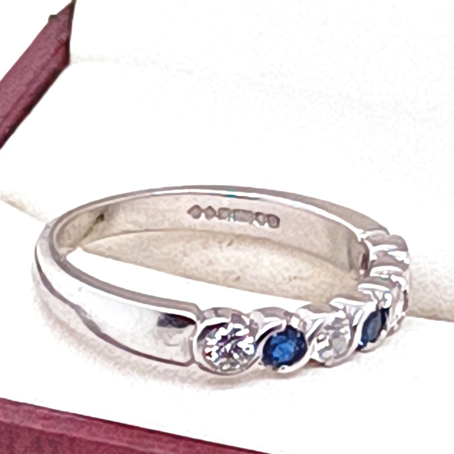 Blue Sapphire & Diamond Eternity Ring, 18k White Gold