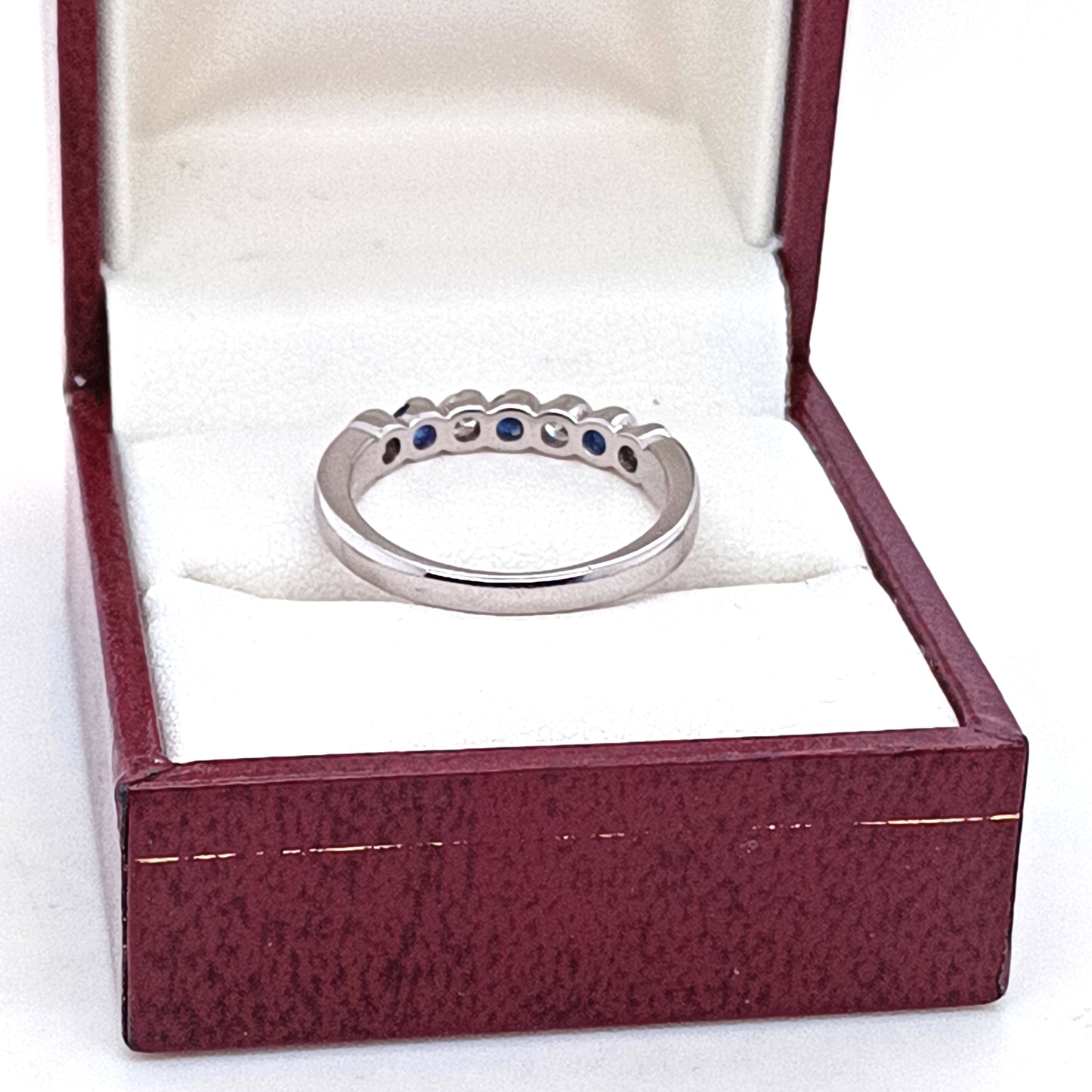 Blue Sapphire & Diamond Eternity Ring, 18k White Gold