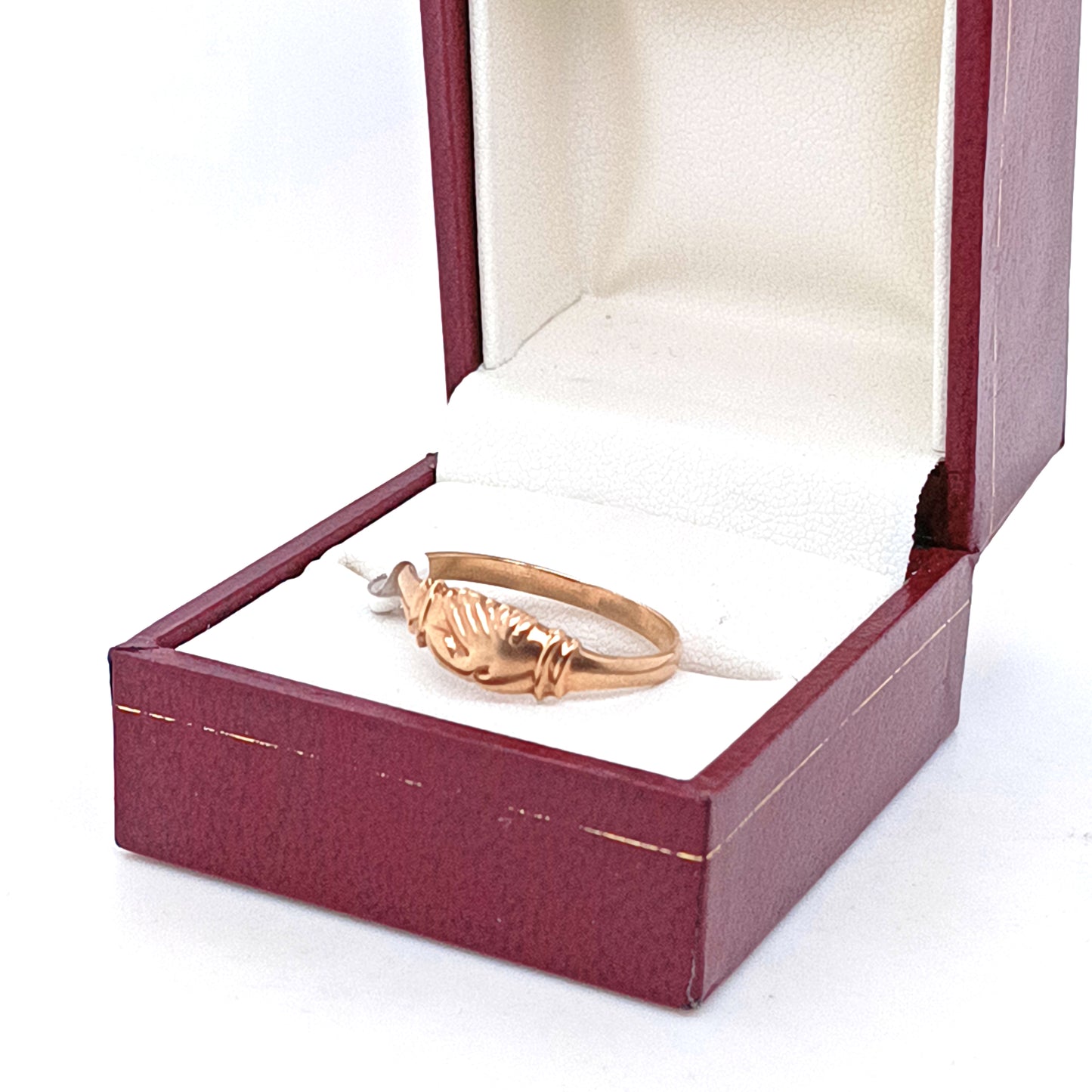 Vintage Friendship Ring, Shaking Hands , 9 k Yellow Gold