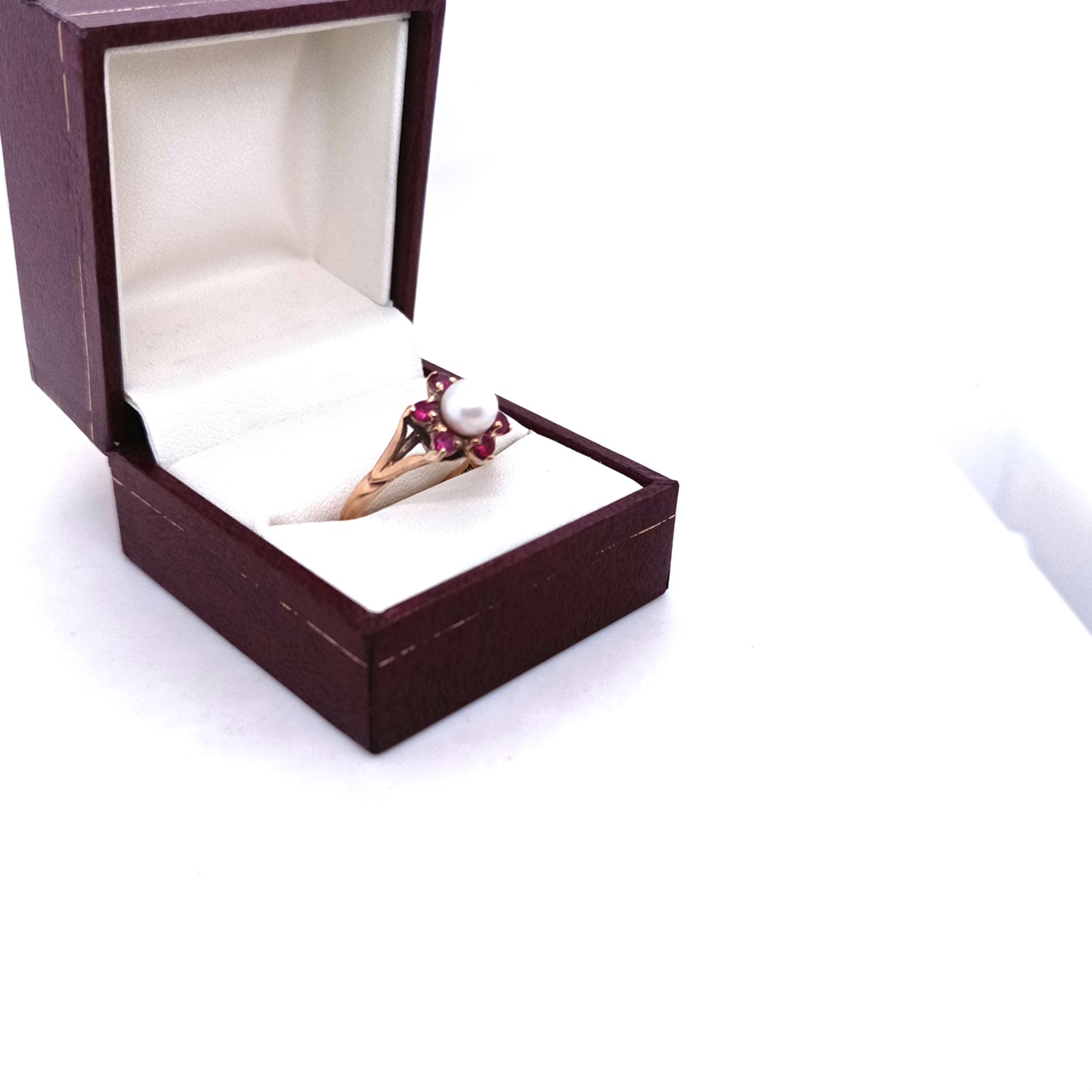 Vintage Pearl & Pink Tourmaline Ring, 9k Yellow Gold