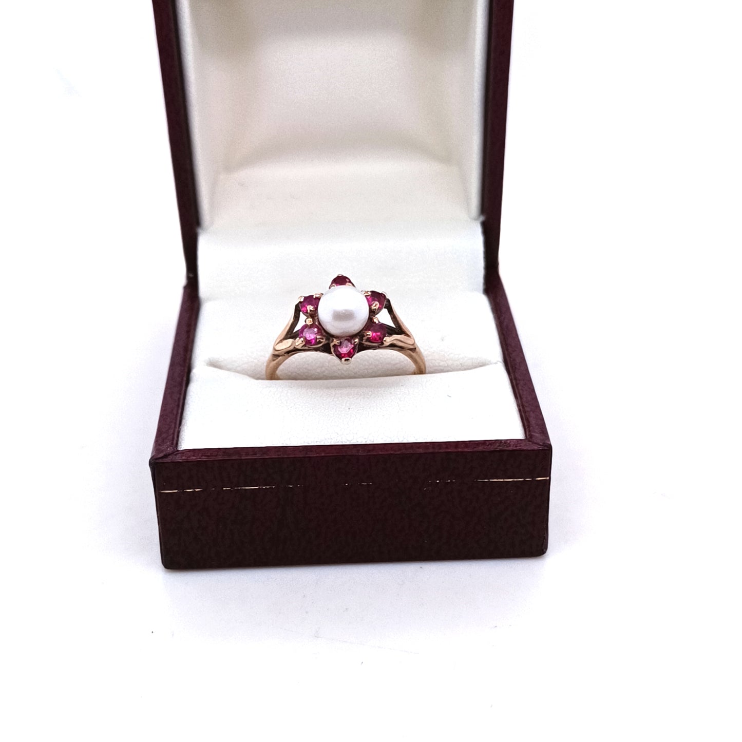 Vintage Pearl & Pink Tourmaline Ring, 9k Yellow Gold