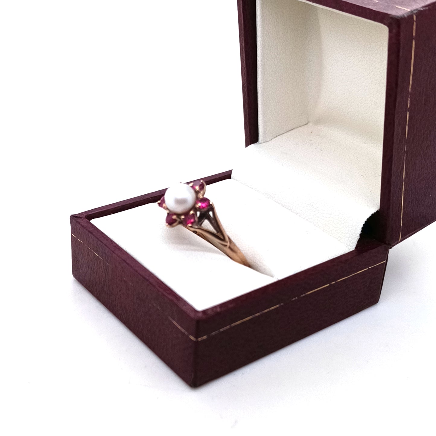 Vintage Pearl & Pink Tourmaline Ring, 9k Yellow Gold
