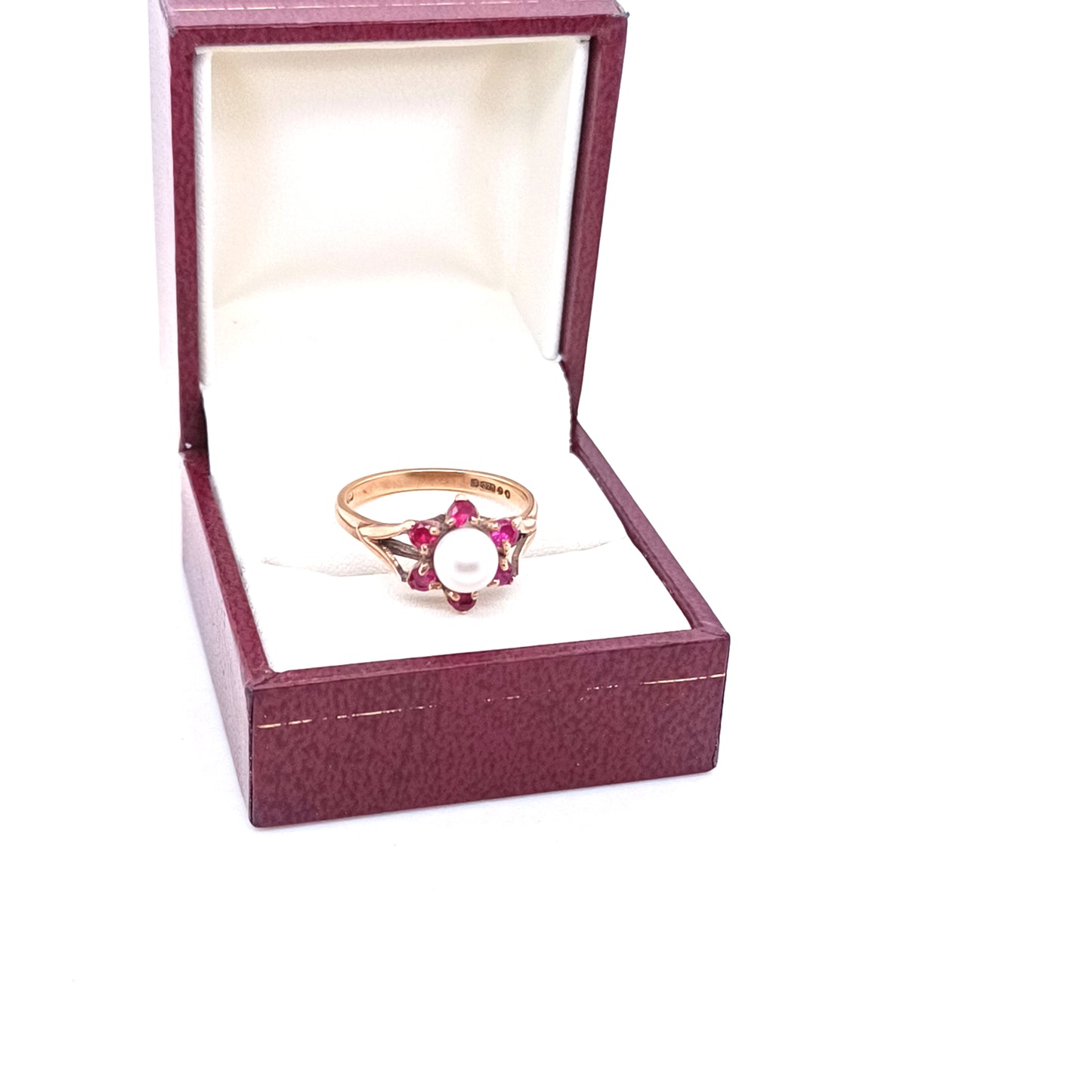 Vintage Pearl & Pink Tourmaline Ring, 9k Yellow Gold