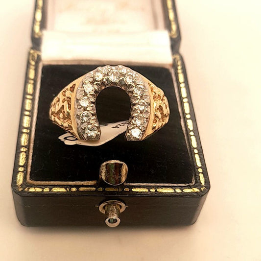 Horseshoe Diamond 14k Gold Ring