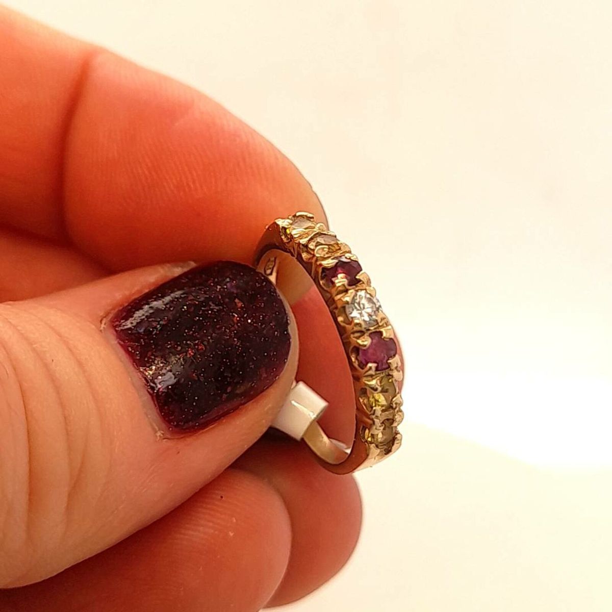 Diamond ,Ruby and Citrine Stones 18k Gold Ring