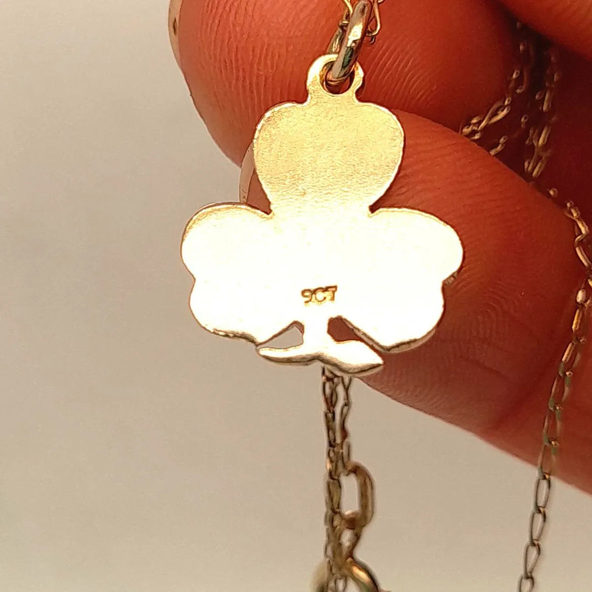 3 Leaf Irish Clover Pendant & Chain, 9k Rose Gold