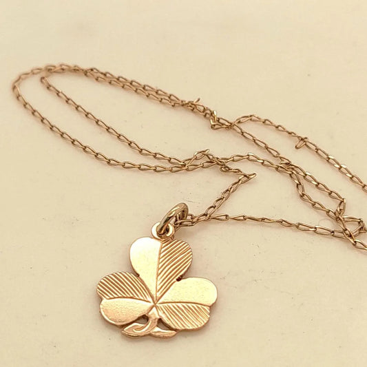 3 Leaf Irish Clover Pendant & Chain, 9k Rose Gold