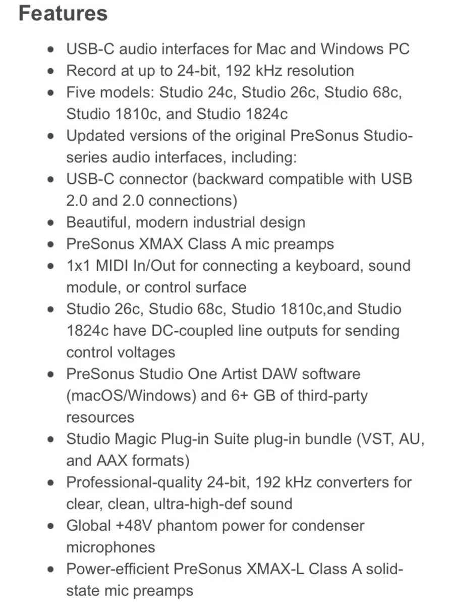 Presonus Studio 24c Audio Interface