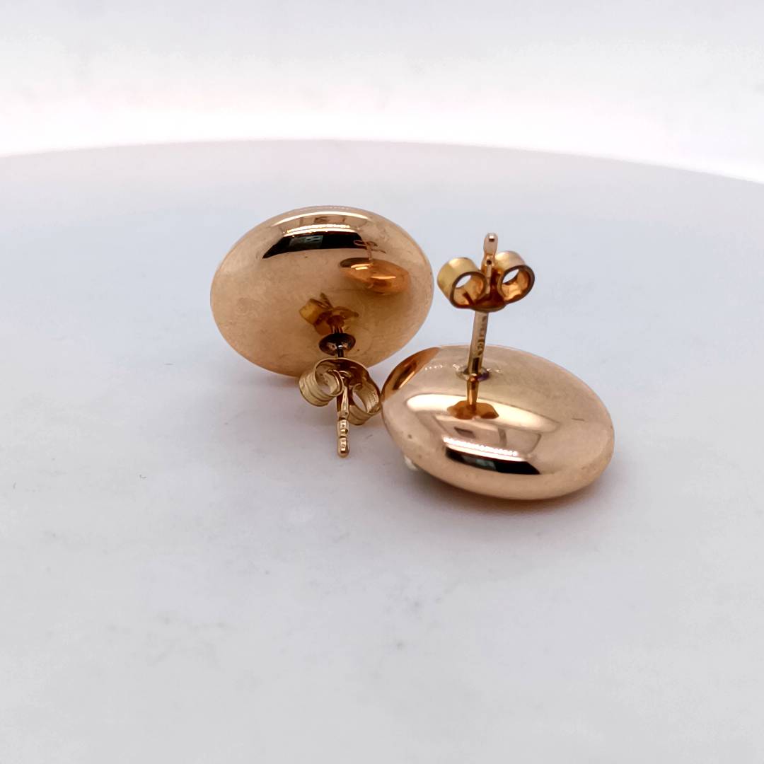 Gold & Diamond Round Vintage Stud Earrings