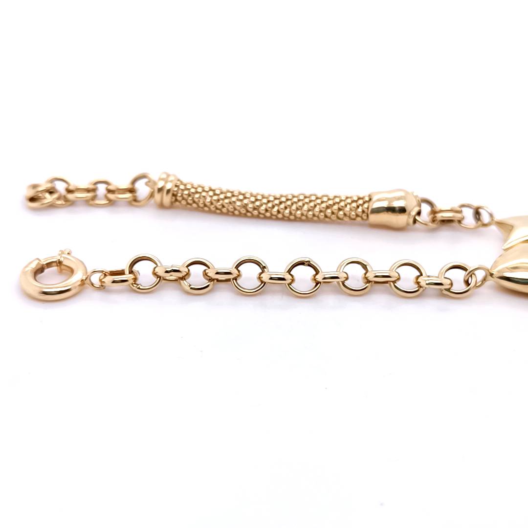 Gold Charm Bracelet with Hearts, Star & Dolphin, 14k