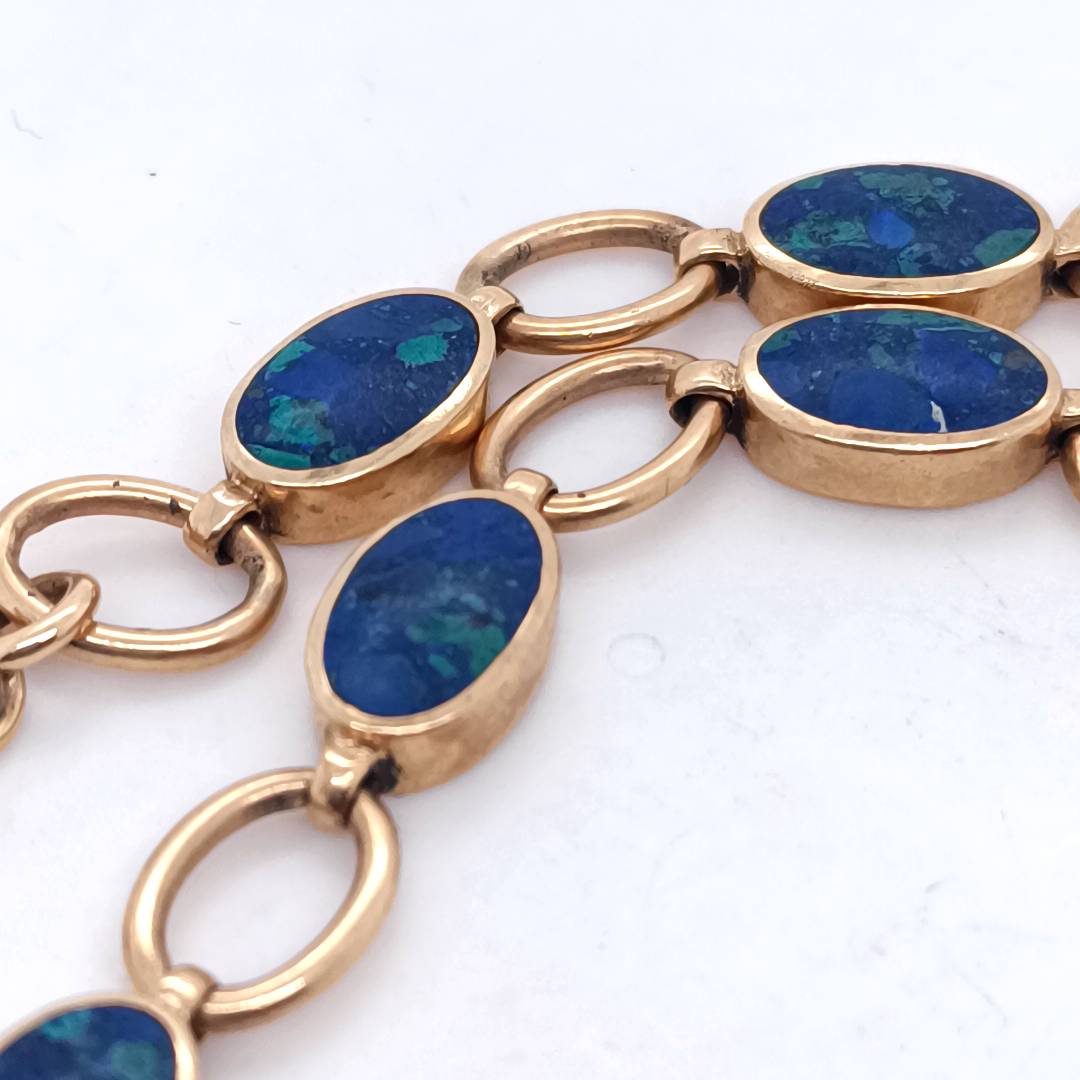 Vintage Azurite & Gold Bracelet