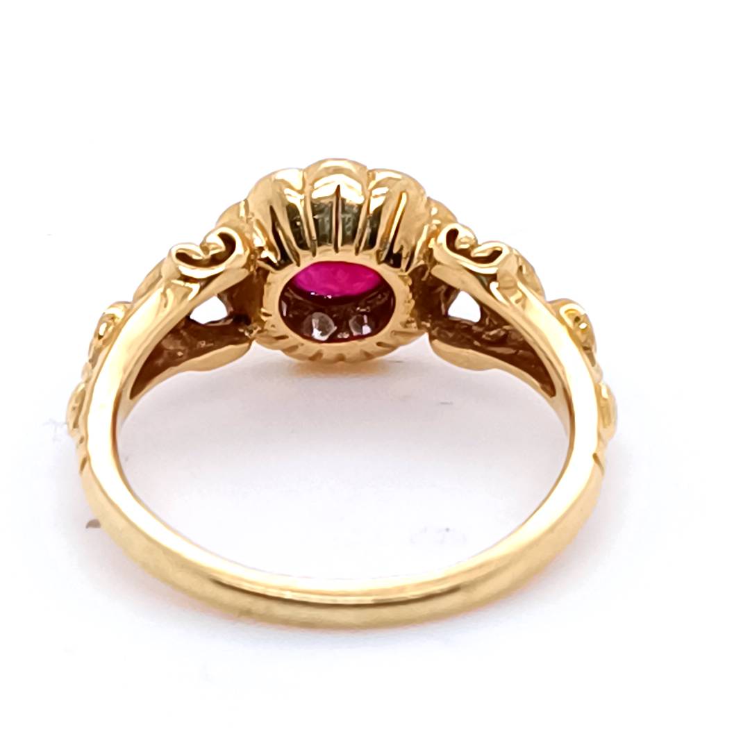 Daisy Ruby and Diamonds Ring  , 18 k Gold