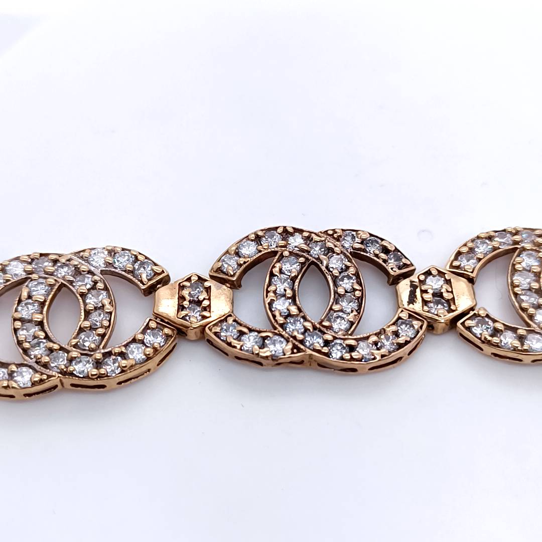 Double Circle Bracelet, 9k Gold & Zirconias