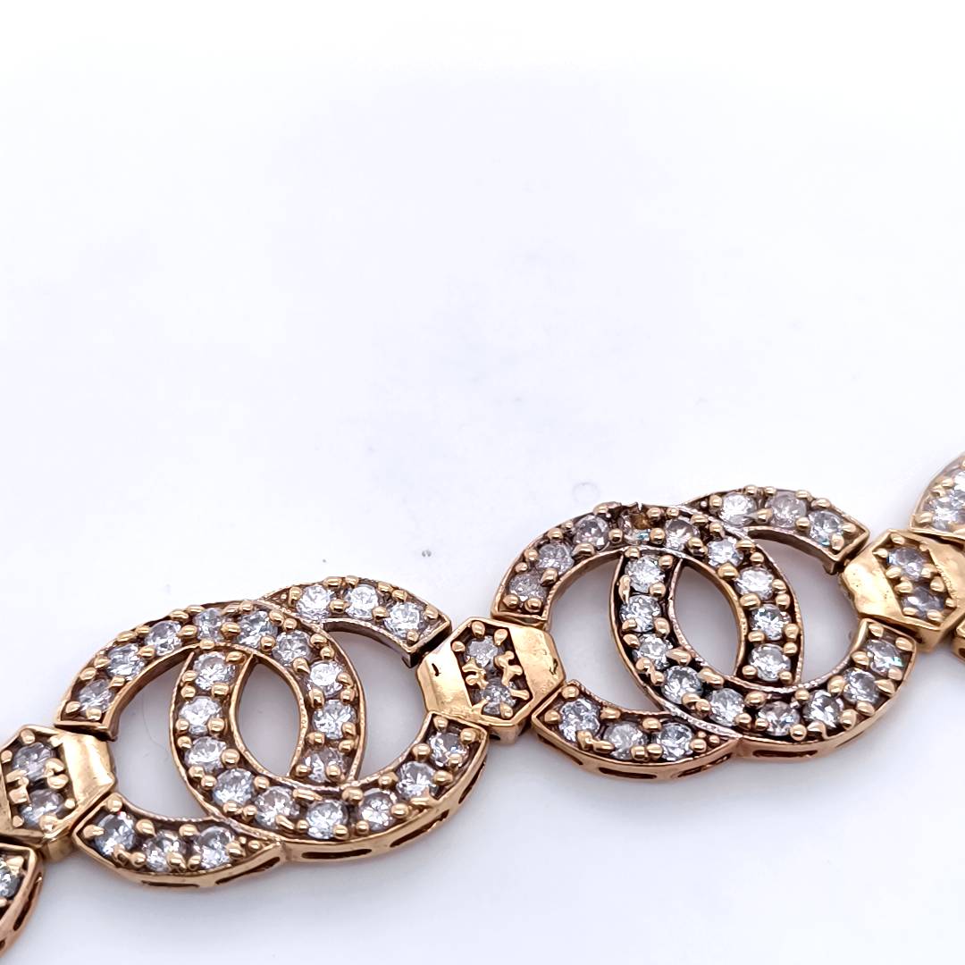 Double Circle Bracelet, 9k Gold & Zirconias