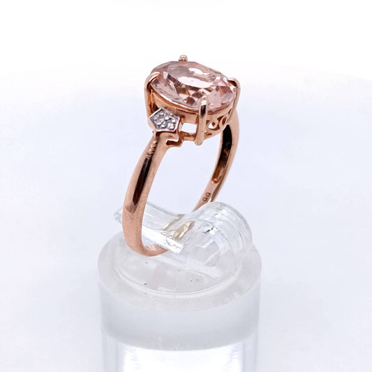 Pink Morganite & Diamond,14k Rose Gold Ring