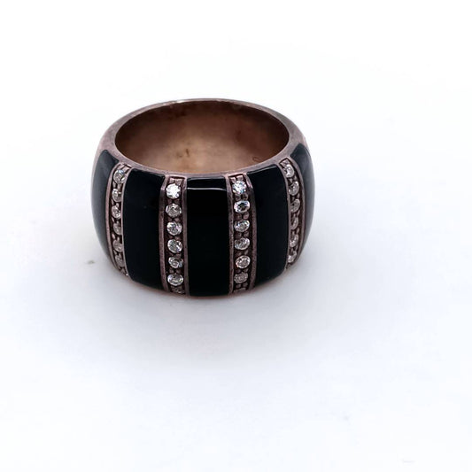 Black Glaze & Zirconias Vintage Ring