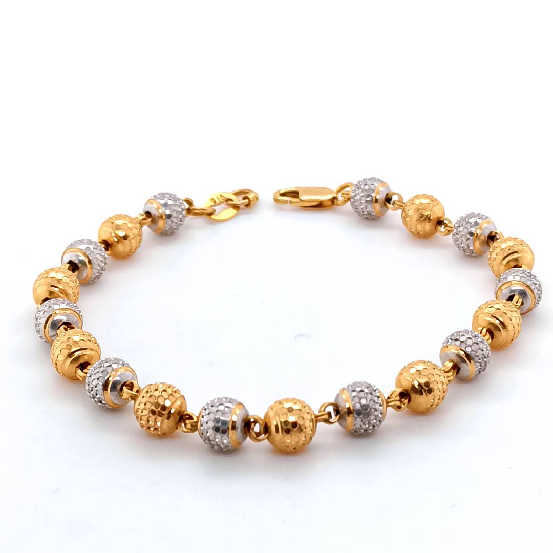 22 k Gold Textured Beads Bracelet