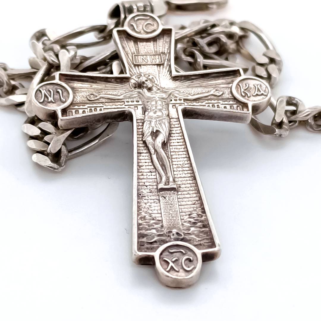 Large Silver Cross & Chain