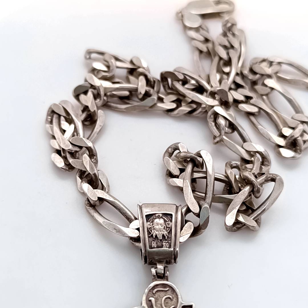 Large Silver Cross & Chain