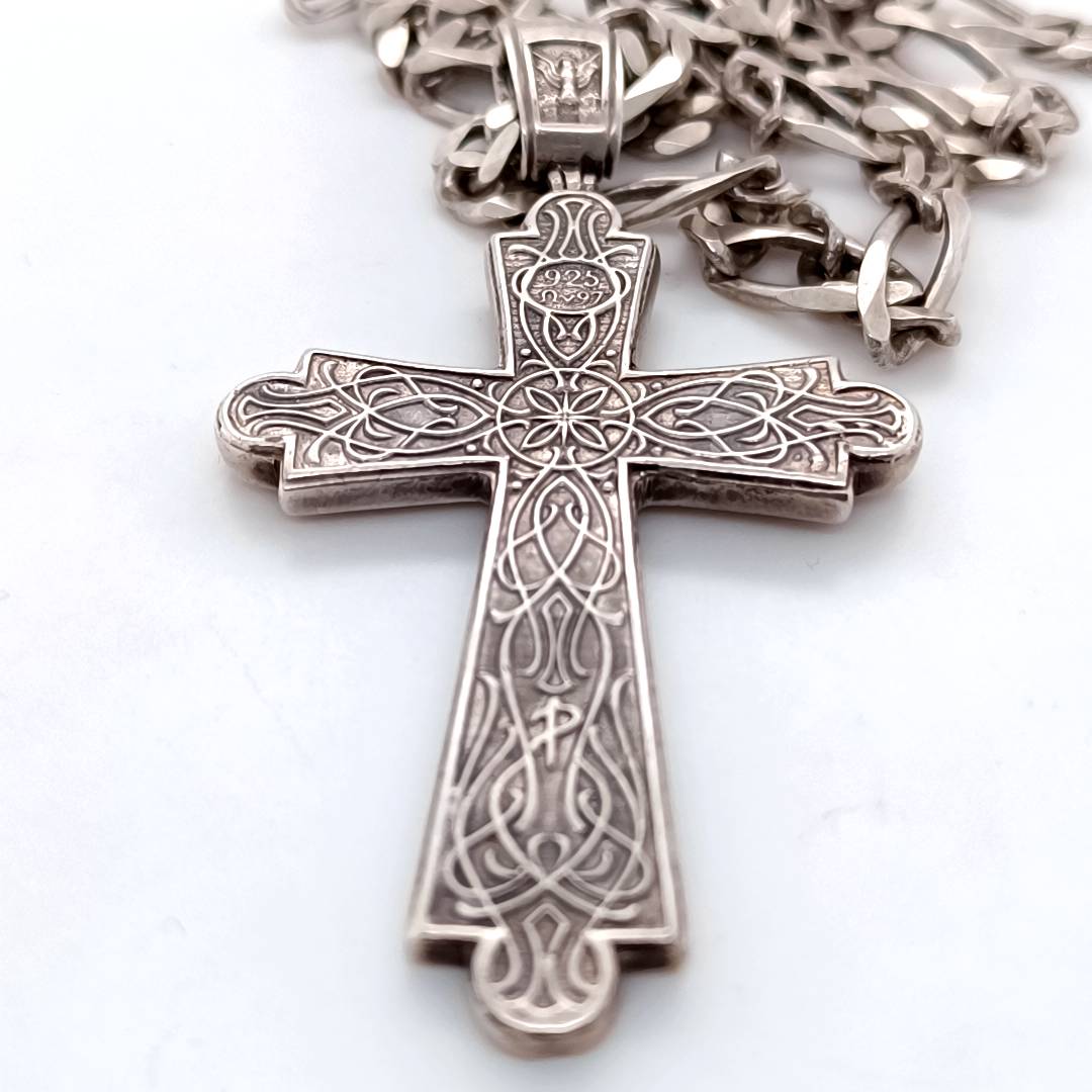 Large Silver Cross & Chain