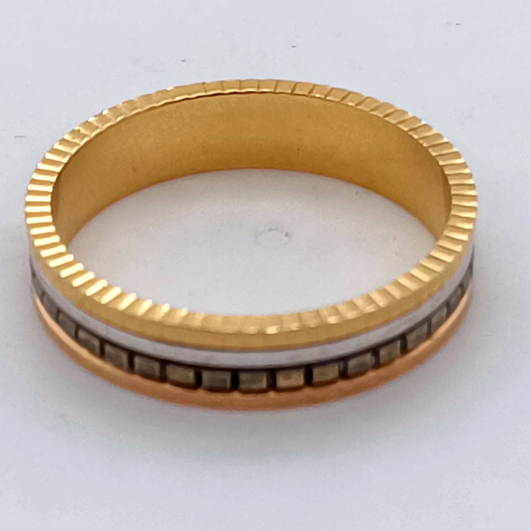 18 k Textured White & Yellow Gold Band