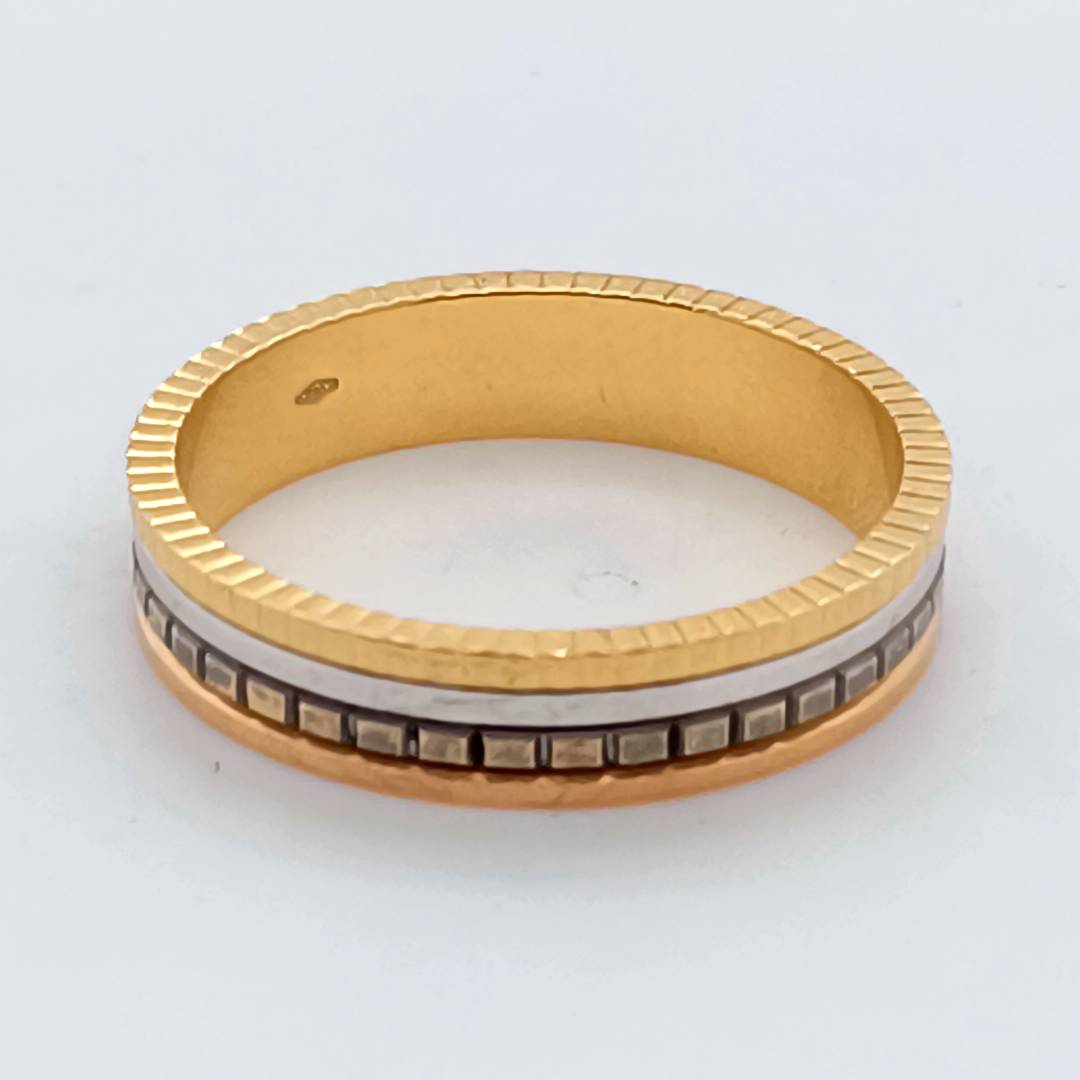 18 k Textured White & Yellow Gold Band