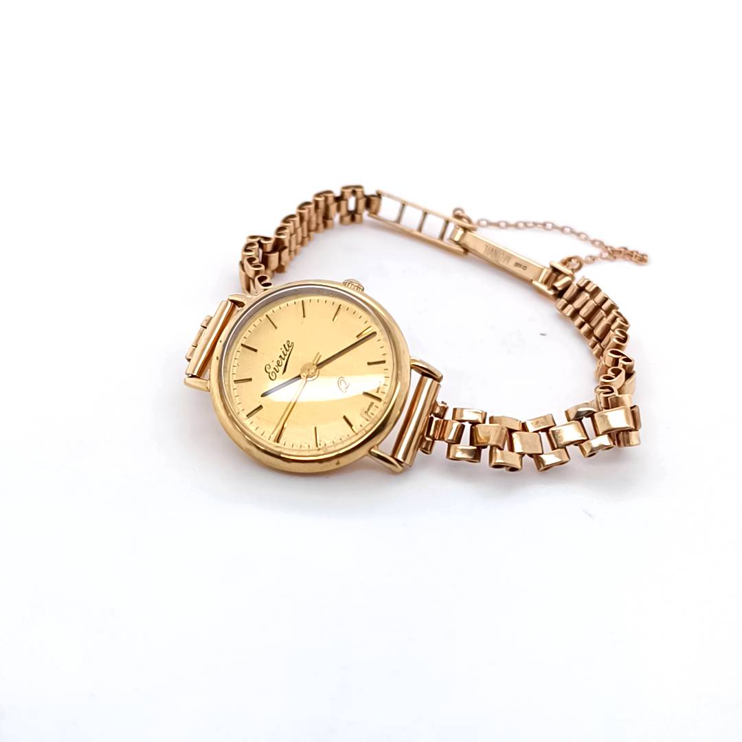 Vintage Swiss Ladies Watch, Everite 9k Gold