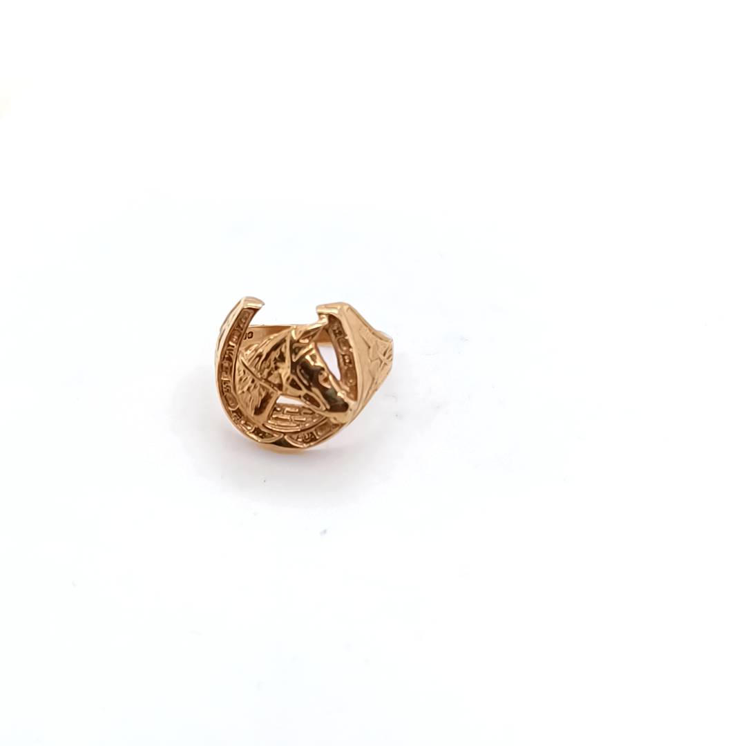 Horseshoe, Horse Head 9k Gold Ring