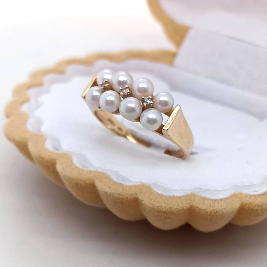 Vintage Pearl & Diamond 14k Gold Ring