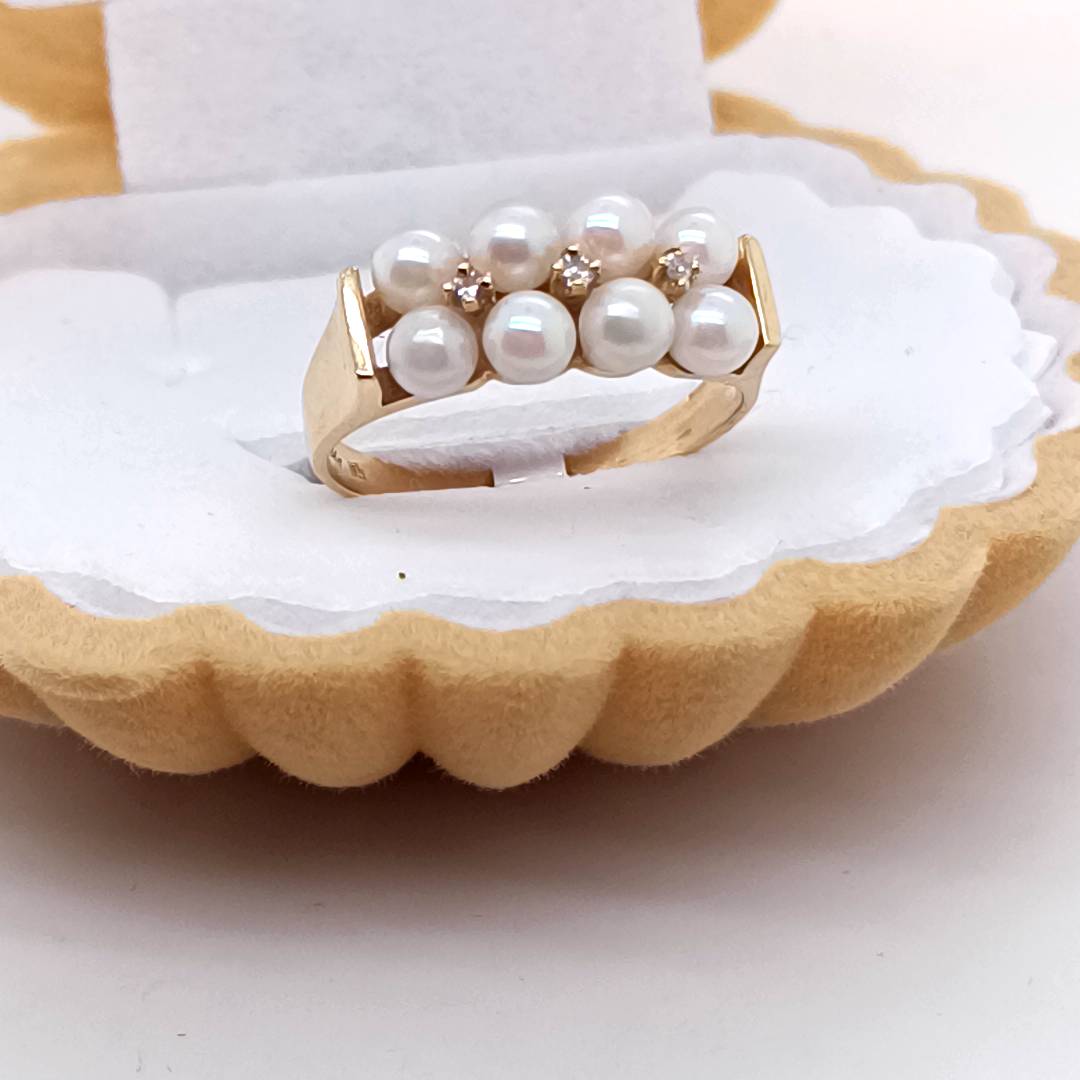 Vintage Pearl & Diamond 14k Gold Ring